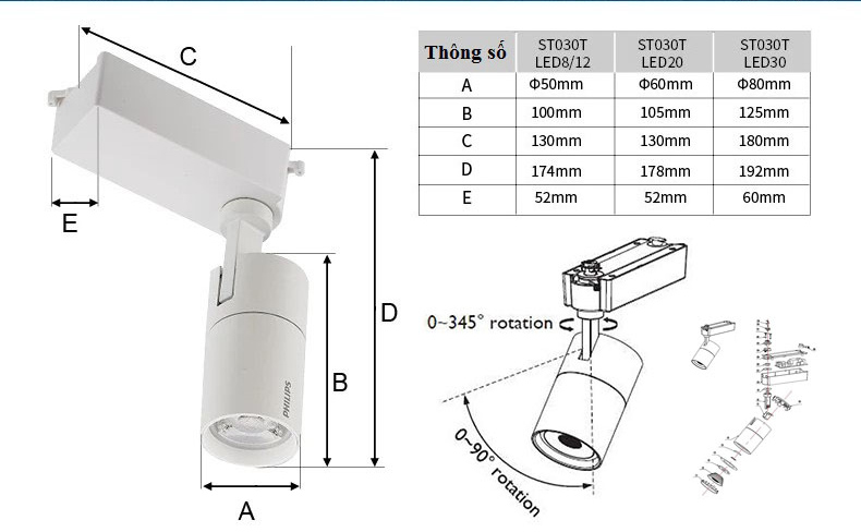 đ&egrave;n chiếu điểm led thanh ray philips tracklight