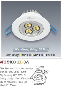 Đèn Led âm trần Anfaco AFC 510B-3W