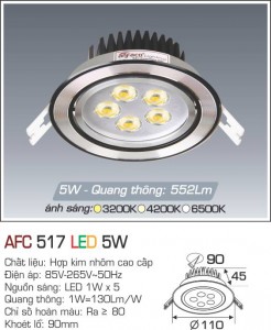 Đèn Led âm trần Anfaco AFC 517-5W
