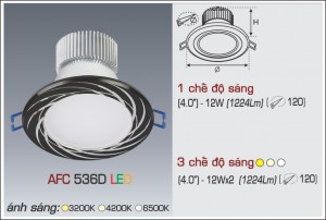 Đèn Led âm trần Anfaco AFC 536D-12W