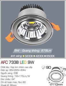 Đèn Led âm trần Anfaco AFC 733B-9W