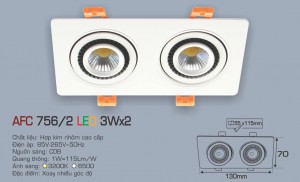 Đèn Led âm trần Anfaco AFC 756/2-3Wx2