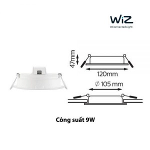 Đèn Led âm trần thông minh 9W Wiz Philips Tunable White
