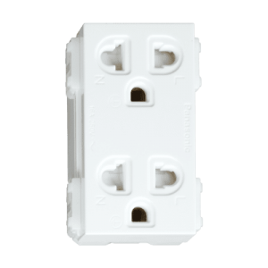 Ổ cắm đôi 3 chấu có màn che – Wide series